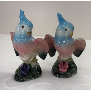 2 Vintage Royal Copley Cockatoo Parrot Bird Figurines Porcelain 6-1/2" Charity